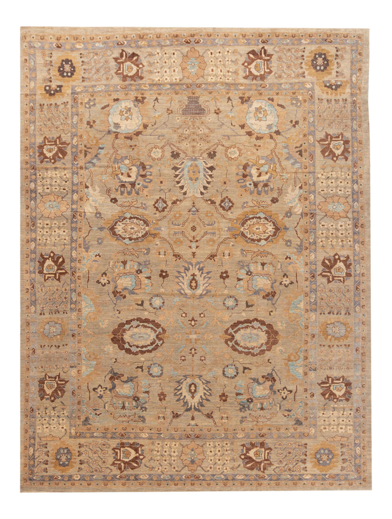 Modern Sultanabad Wool Rug Hand-Knotted 10'10 x 14'3 Multicolor Floral: Modern Sultanabad Wool Rug Hand-Knotted 10'10 x 14'3 Multicolor Floral Enhance your living space with this stunning 21st Century Modern Sultanabad Wool Rug. Crafted by hand, this beautiful rug feature