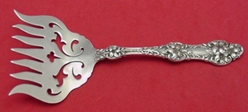 Alvin Old Orange Blossom Sterling Silver Sardine Fork 5 1/4 Inch Serving: Alvin Old Orange Blossom Sterling Silver Sardine Fork 5 1/4 Inch Serving Presenting the Old Orange Blossom by Alvin Sterling Silver Sardine Fork, a stunning serving piece characterized by its intricat