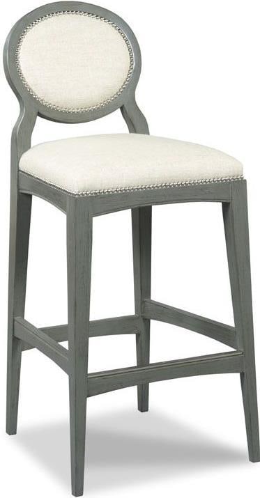 Woodbridge Sahara Gray Nailhead Oval Back Bar Stool 42H: Woodbridge Sahara Gray Nailhead Oval Back Bar Stool 42H Elevate your dining experience with the Sahara Gray Nailhead Bar Stool, a stylish addition to any home. This bar stool features a vintage-inspir