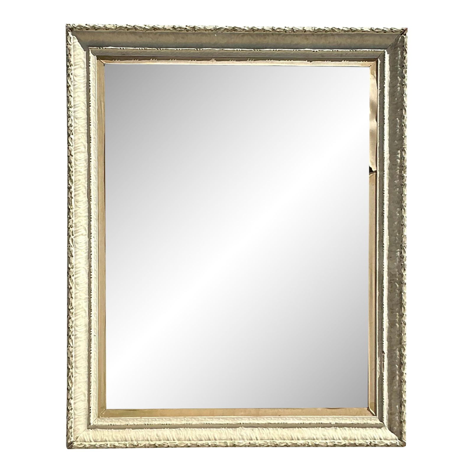 Vintage Boho Monumental Floor Mirror Off-White Frame 63.5 x 78.5: Vintage Boho Monumental Floor Mirror Off-White Frame 63.5 x 78.5 Elevate your space with this stunning vintage monumental floor mirror, designed to make a grand statement. Its beautifully textured off