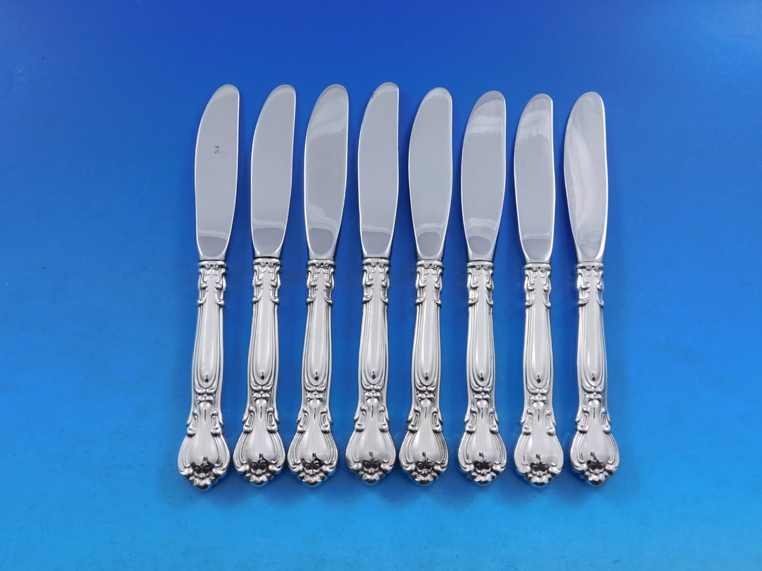 Gorham Chantilly Sterling Silver Butter Spreader Set 8pcs 6.25in: Gorham Chantilly Sterling Silver Butter Spreader Set 8pcs 6.25in Introducing the Chantilly by Gorham Sterling Silver Butter Spreader Set, featuring 8 exquisite pieces. Each butter spreader measures 6