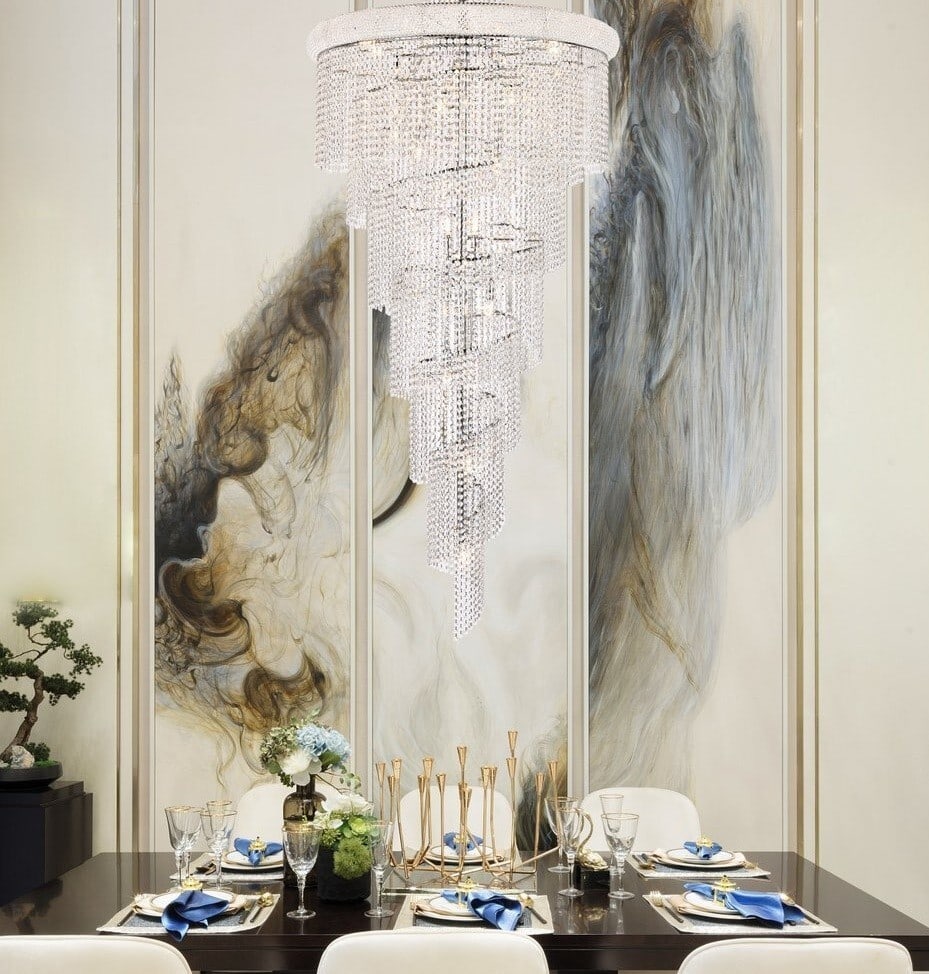 Elegant Lighting Spiral Chrome Crystal Chandelier 18 Lights Modern Design: Elegant Lighting Spiral Chrome Crystal Chandelier 18 Lights Modern Design Elevate your space with this stunning Crystal Chandelier from the Spiral Collection. Designed in a modern style, this light fi