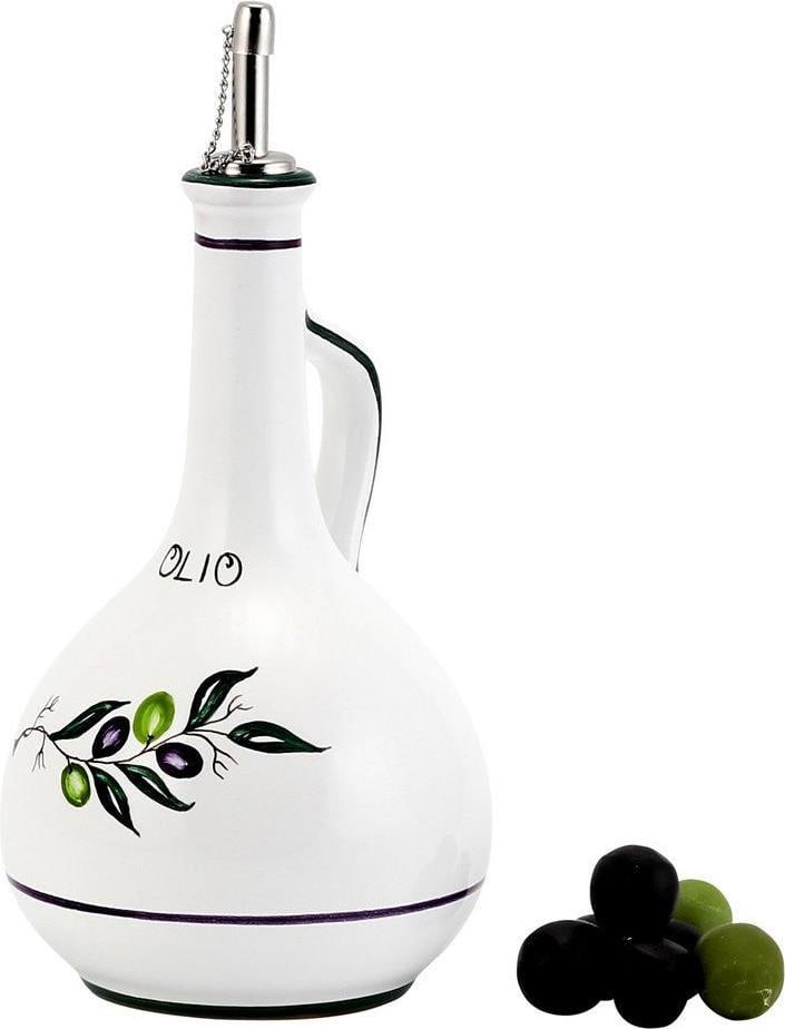 Deruta Style Italian Ceramic Olive Oil Dispenser 10.5H: Deruta Style Italian Ceramic Olive Oil Dispenser 10.5H This exquisite Italian Ceramic Olive Oil Bottle Dispenser showcases the elegant Deruta style, perfect for adding a touch of sophistication to you
