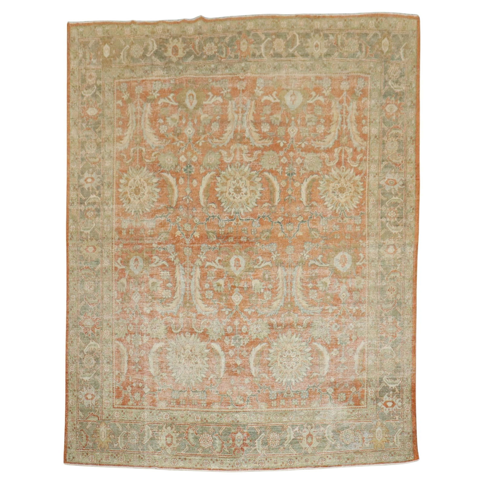 Zabihi Collection 20th Century Persian Mahal Rug 104 x 126 Hand-Woven Wool: Zabihi Collection 20th Century Persian Mahal Rug 104 x 126 Hand-Woven Wool Discover the exquisite Zabihi Collection Antique Persian Mahal Rug, a remarkable piece that brings elegance and history to yo