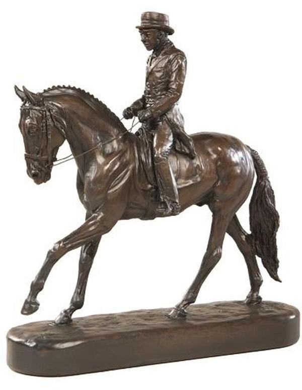 Dressage Man Sculpture Lodge Style Chocolate Finish Equestrian: Dressage Man Sculpture Lodge Style Chocolate Finish Equestrian This exquisite Dressage Man Sculpture showcases a remarkable chocolate finish, embodying the elegance and athleticism of equestrian art.