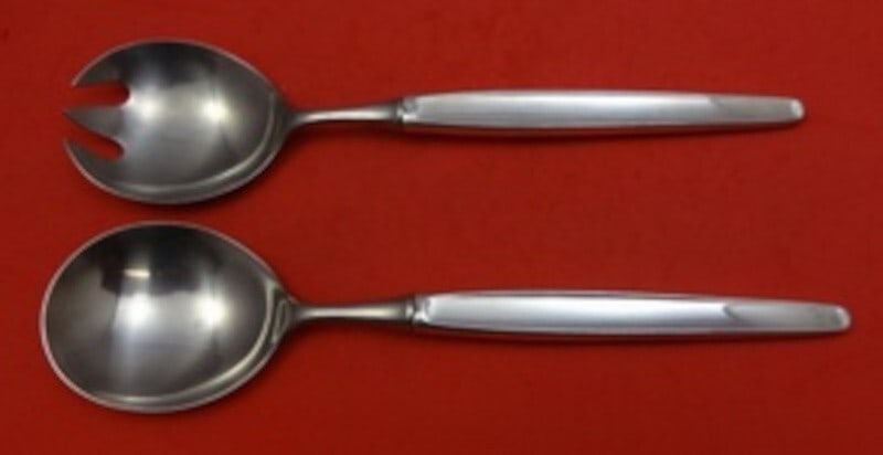 Georg Jensen Cypress Sterling Silver Salad Serving Set 2pc 9 Inch: Georg Jensen Cypress Sterling Silver Salad Serving Set 2pc 9 Inch Elevate your dining experience with this exquisite 2-piece salad serving set from Georg Jensen, featuring the elegant Cypress pattern.