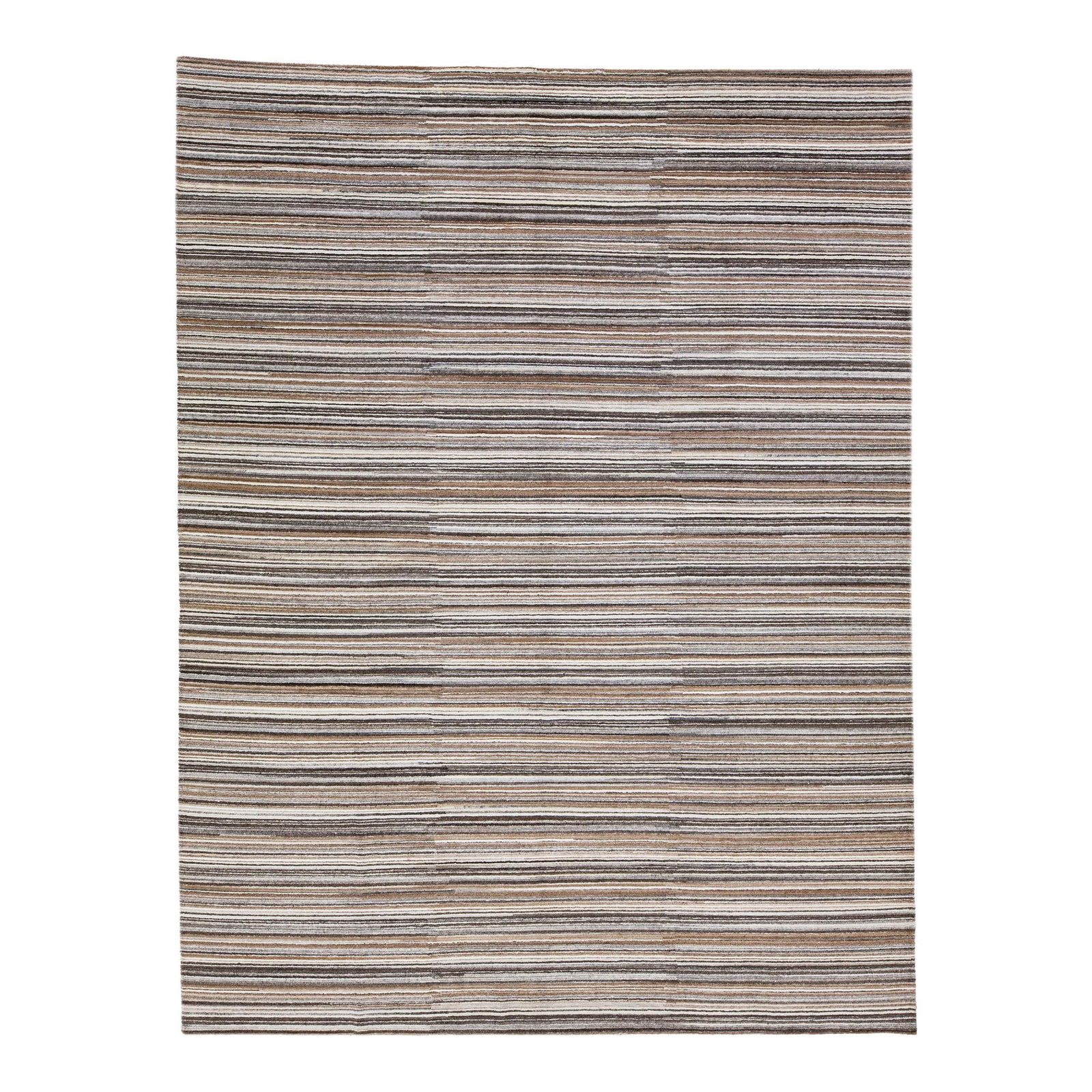 Groove Handmade Bamboo Silk Rug 8'11 x 11'9 Striped Earthy Tones: Groove Handmade Bamboo Silk Rug 8'11 x 11'9 Striped Earthy Tones Enhance your living space with this stunning handmade bamboo and silk rug from the 2010s. Featuring a contemporary striped motif in ear