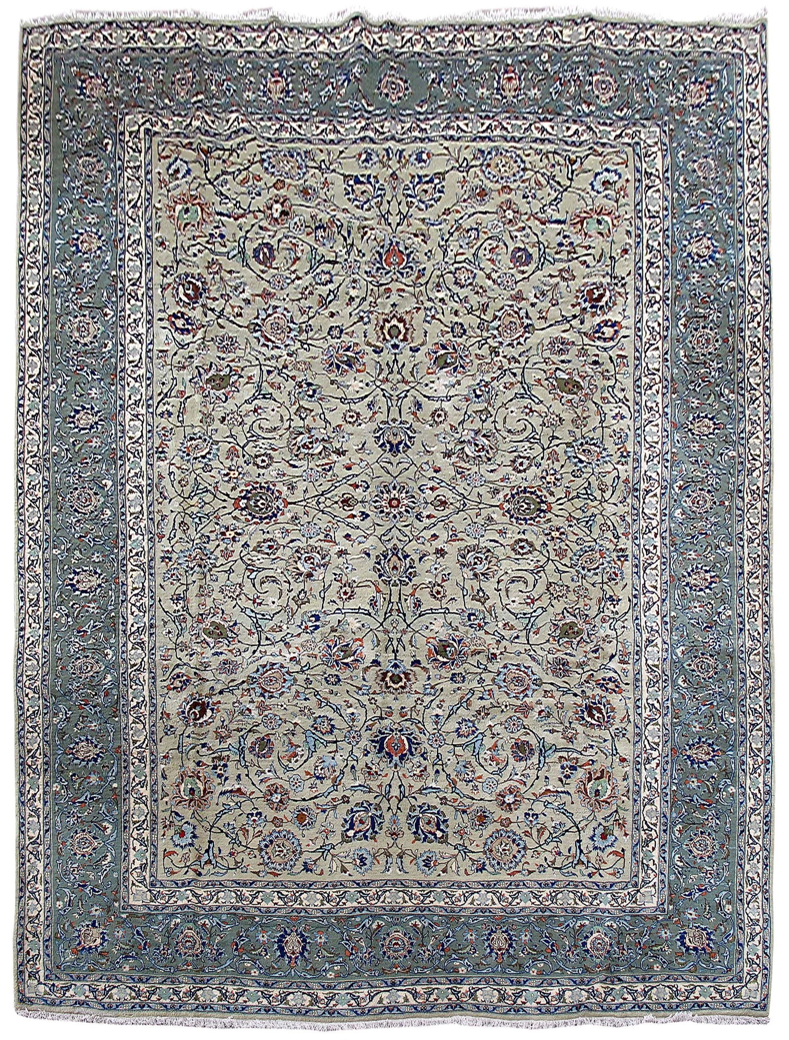 Authentic Persian Kashan Rug 9.8 x 13.5 Handcrafted Grey Wool: Authentic Persian Kashan Rug 9.8 x 13.5 Handcrafted Grey Wool Free continental US Shipping Transform your living area with this exquisite 9.8 x 13.5 Grey Authentic Persian Kashan Rug. Handcrafted by s