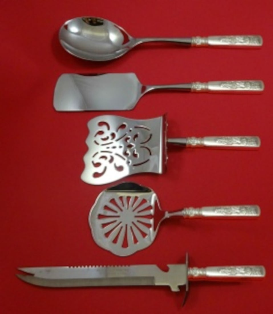 Gorham Fontainebleau Sterling Silver 5pc Custom Brunch Serving Set: Gorham Fontainebleau Sterling Silver 5pc Custom Brunch Serving Set Elevate your brunch gatherings with this exquisite 5-piece serving set from Gorham, featuring the elegant Fontainebleau pattern. Each