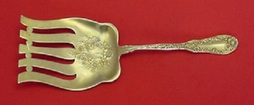 Dominick & Haff Number 10 Ten Sterling Silver Vermeil Asparagus Fork 9 5/8": Dominick & Haff Number 10 Ten Sterling Silver Vermeil Asparagus Fork 9 5/8" Presenting a stunning asparagus fork from the renowned Dominick & Haff, crafted in the elegant Number 10 Ten pattern. This e