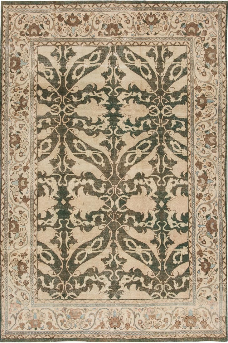 Exquisite Vintage Persian Tabriz Hand-Knotted Wool Rug 6'10 x 10'10 Ivory: Exquisite Vintage Persian Tabriz Hand-Knotted Wool Rug 6'10 x 10'10 Ivory Enhance your space with this stunning Vintage Persian Tabriz Wool Rug. Hand-knotted in Iran, this exquisite rug features a cla