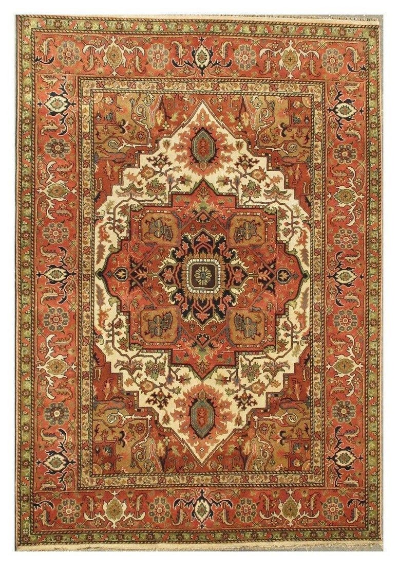 Serapi Handmade Wool Rug 8'11 x 11'11 Geometric Pattern India: Serapi Handmade Wool Rug 8'11 x 11'11 Geometric Pattern India Free continental US Shipping Enhance your living space with the 8.11 x 11.11 New Serapi Handmade Rug, a stunning piece that marries tradit