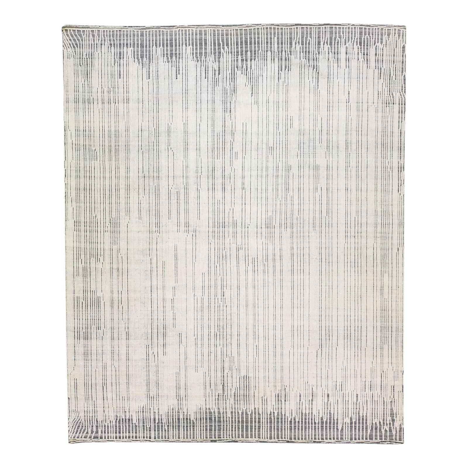 Oversized Moroccan Handmade Ivory Wool Rug 12' x 14'8": Oversized Moroccan Handmade Ivory Wool Rug 12' x 14'8" Elevate your space with this stunning oversized Moroccan style handmade abstract rug. Crafted from high-quality wool, this beautiful hand-knotted
