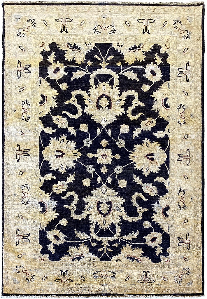 4' x 6' Black Ziglar Chobi Handmade Wool Area Rug: 4' x 6' Black Ziglar Chobi Handmade Wool Area Rug Free continental US Shipping Transform your living space with this exquisite 4' x 6' Black Ziglar Chobi Handmade Rug. Crafted with care by skilled art