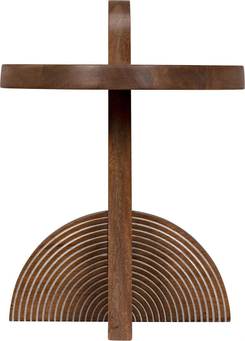 Noir Saturn Dark Walnut Side Table 28H x 20W x 29D: Noir Saturn Dark Walnut Side Table 28H x 20W x 29D Elevate your living space with the Classic Dark Walnut Saturn Side Table, a stunning addition that combines functionality with timeless elegance. Thi