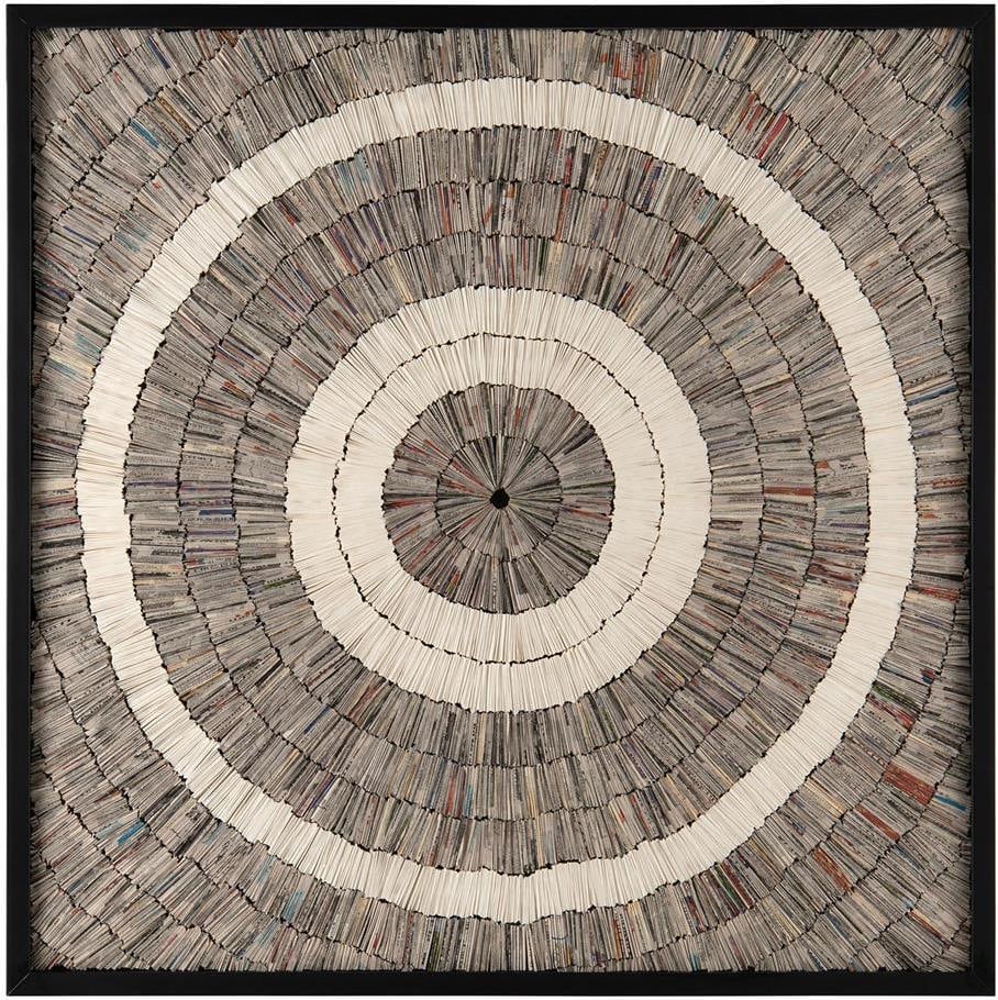 Mark McDowell Unique Sculptural Paper Art in Black Frame 50x50: Mark McDowell Unique Sculptural Paper Art in Black Frame 50x50 This striking sculptural paper art by Mark McDowell showcases a unique perspective, masterfully crafted with glass and watercolor paper.