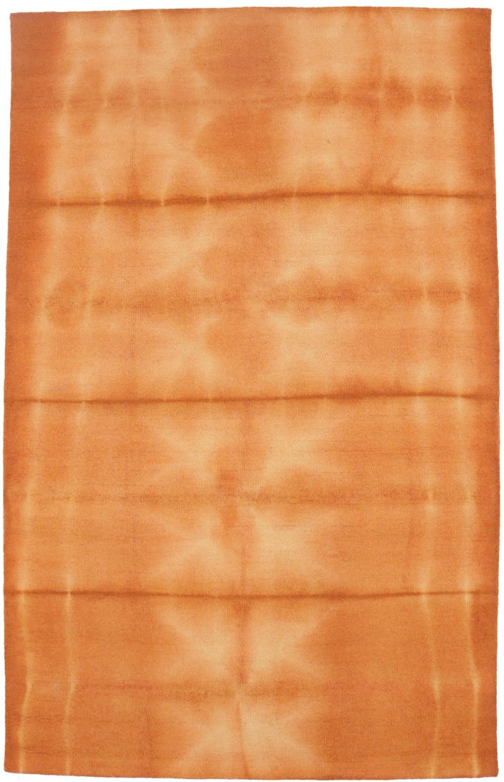 5x8 ft Solar Orange Wool Hand-Tufted Modern Abstract Area Rug: 5x8 ft Solar Orange Wool Hand-Tufted Modern Abstract Area Rug This modern area rug features a vibrant solar orange tie-dye abstract pattern, hand-tufted from wool for a soft and durable finish. Design