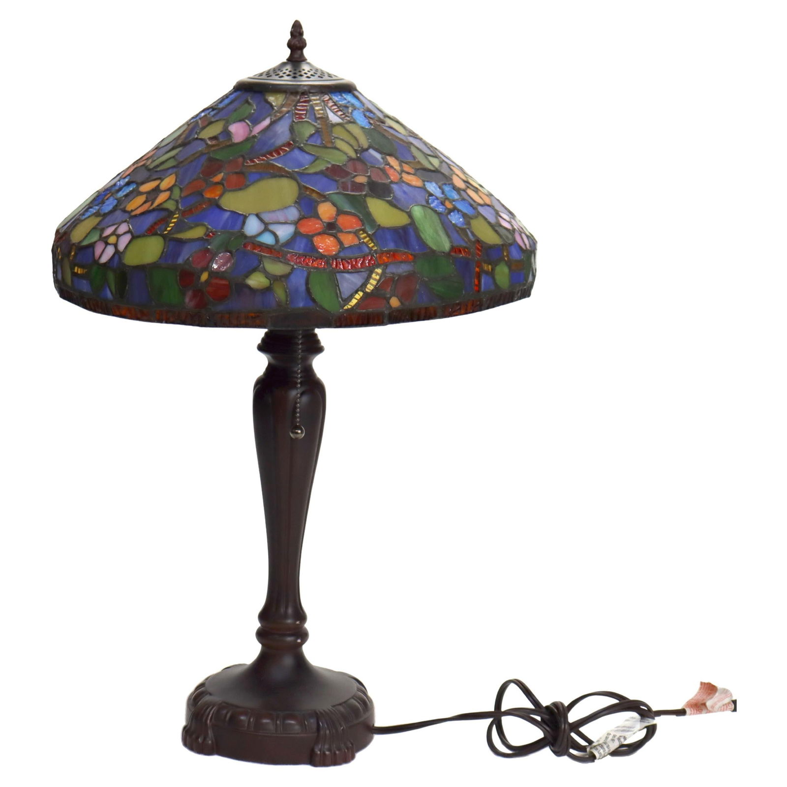 20th Century Arts & Crafts Leaded Stained Glass Table Lamp: 20th Century Arts & Crafts Leaded Stained Glass Table Lamp Illuminate your space with this exquisite Arts & Crafts leaded stained glass table lamp from the 20th century. Standing at 24 inches tall, th