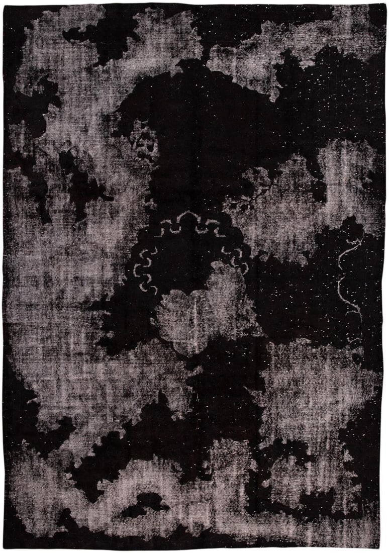 Vintage Overdyed Wool Rug 8'1 x 11'9 Floral Design Gray: Vintage Overdyed Wool Rug 8'1 x 11'9 Floral Design Gray Enhance your living space with this stunning Mid 20th Century Vintage Overdyed Wool Rug. Hand-knotted with intricate floral patterns, this rug s
