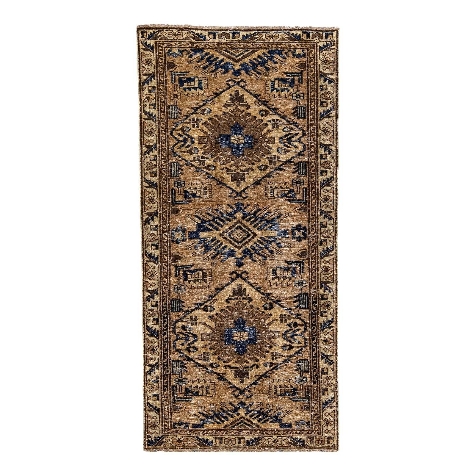 Mid 20th Century Handmade Persian Wool Rug with Medallion Design: Mid 20th Century Handmade Persian Wool Rug with Medallion Design This exquisite mid-20th century vintage Persian rug showcases a stunning distressed design hand-knotted from high-quality wool. The rug