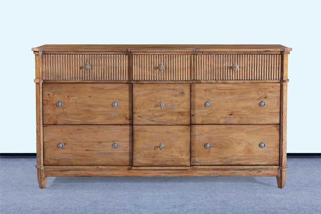 St. Denis Beachwood 9 Drawer Dresser Console 40H 72W 18D (1 of 5)