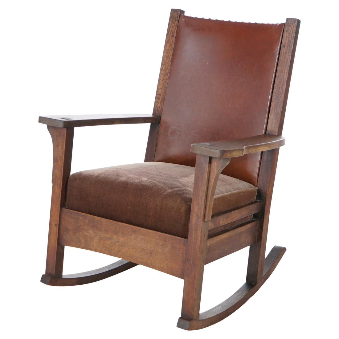 Antique JM Young Arts & Crafts Oak Rocker Circa 1910 (1 of 13)