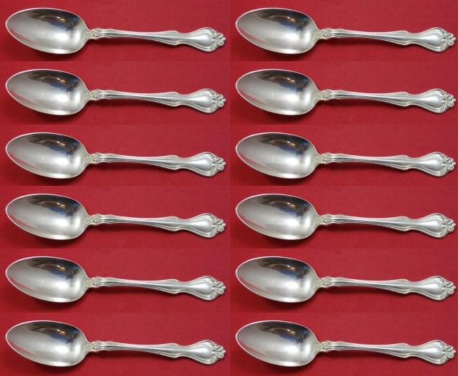 Westmorland Sterling Silver George & Martha Teaspoon Set 12 pcs 5 7/8: Westmorland Sterling Silver George & Martha Teaspoon Set 12 pcs 5 7/8 Enhance your dining experience with this exquisite 12-piece set of George and Martha teaspoons by Westmorland. Crafted from high-q