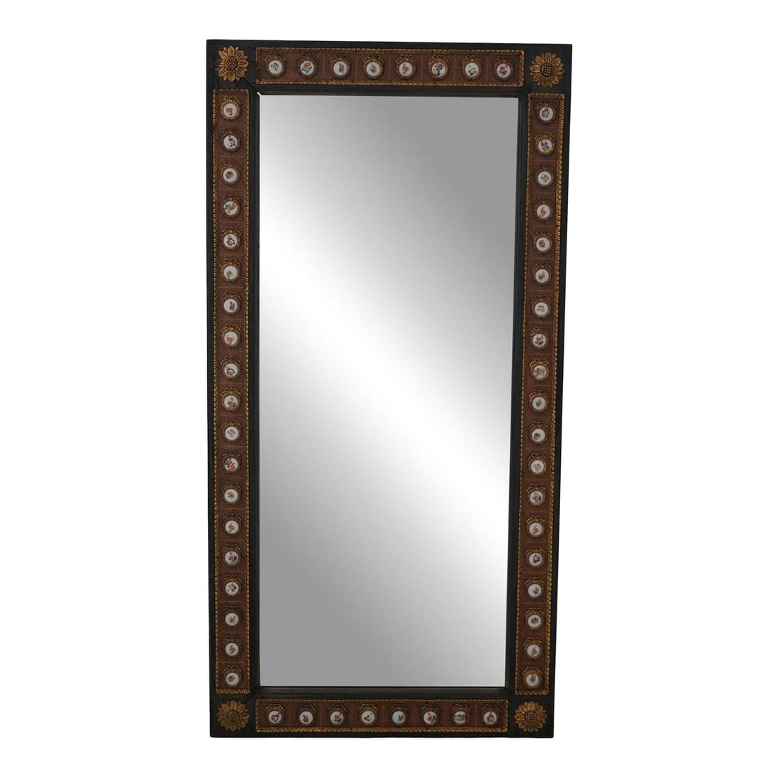 Vintage Louis XV Style Mirror with Sevres Porcelain Medallions: Vintage Louis XV Style Mirror with Sevres Porcelain Medallions This exquisite Vintage French Louis XV Style Mirror features elegant Sevres porcelain medallion plaques, adding a touch of sophistication