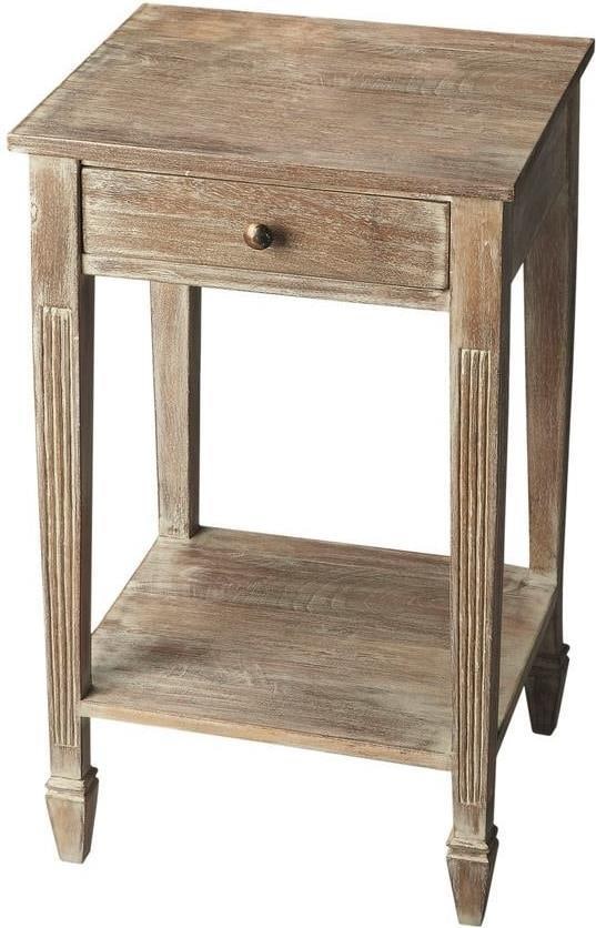 Butler Bixby Weathered Gray Transitional Side Table: Butler Bixby Weathered Gray Transitional Side Table Introducing the Stylish Weathered Gray Bixby Side Table, a perfect blend of form and function for your living space. Featuring a transitional style,