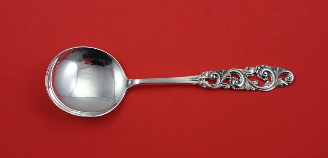 Mylius Brodrene Tele Norwegian Sterling Silver Cream Soup Spoon 6.5": Mylius Brodrene Tele Norwegian Sterling Silver Cream Soup Spoon 6.5" This exquisite cream soup spoon is part of the Tele pattern designed by Mylius Brodrene. Crafted from high-quality Norwegian sterli