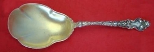 Unger Douvaine Sterling Silver Nouveau Berry Spoon 9 inch Serving: Unger Douvaine Sterling Silver Nouveau Berry Spoon 9 inch Serving This exquisite Douvaine Berry Spoon, crafted by Unger, exemplifies the elegance of the Nouveau style. Measuring 9 inches, this serving
