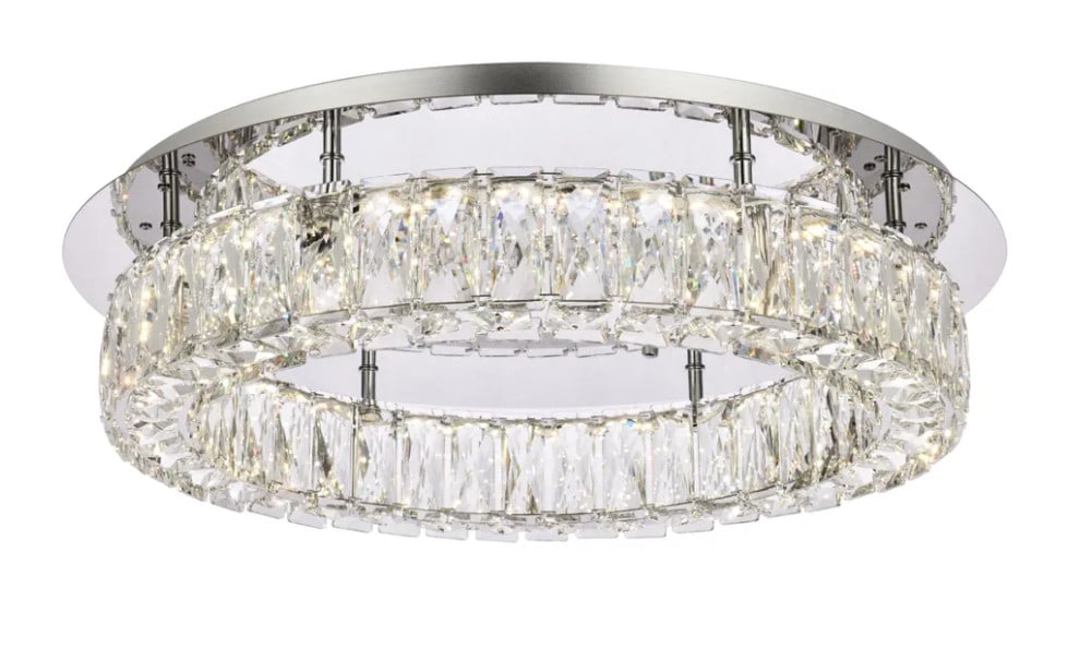 Elegant Lighting Monroe 22 Inch Chrome Crystal Flush Mount Chandelier: Elegant Lighting Monroe 22 Inch Chrome Crystal Flush Mount Chandelier Illuminate your space with this stunning 22-inch Chrome Flush Mount Chandelier from the Monroe collection. Featuring a contemporar