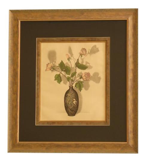 Vintage 100 Year Old Matted Framed Colored Print 33x36.5: Vintage 100 Year Old Matted Framed Colored Print 33x36.5 This exquisite matted and framed colored print is approximately 100 years old, showcasing its vintage charm. The high-quality construction of t