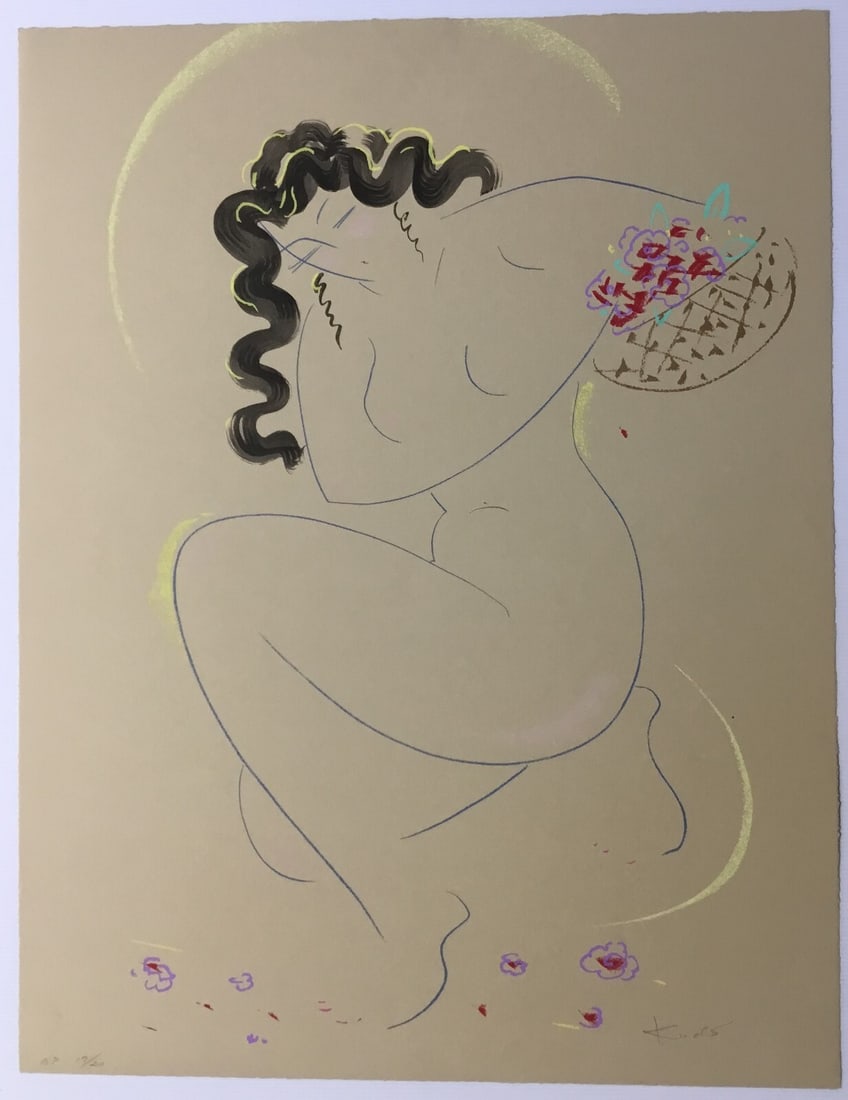 Muramasa Kudo Gatherer Limited Edition Signed Serigraph Print AP 17: Muramasa Kudo Gatherer Limited Edition Signed Serigraph Print AP 17 This striking serigraph print titled "Gatherer" by artist Muramasa Kudo is a limited edition piece, signed and numbered by the artis