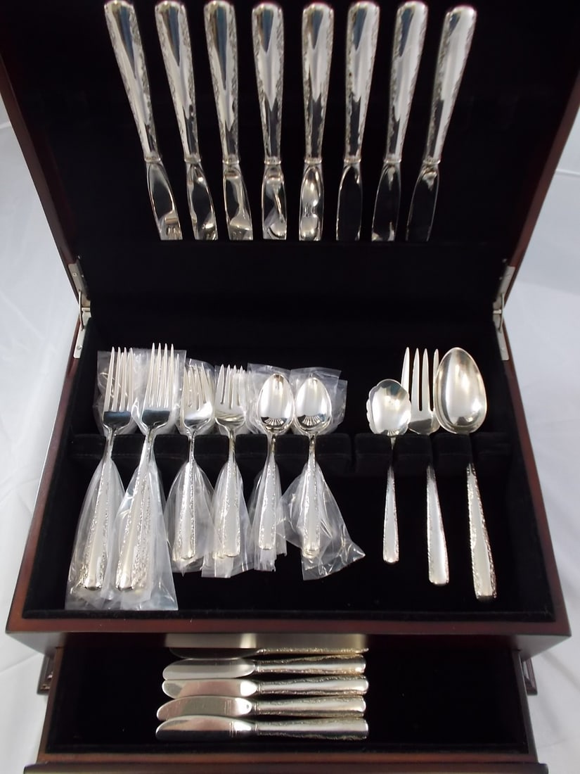 Gorham Camellia Sterling Silver Flatware Set 43 Pieces with Storage Chest (1 of 8)