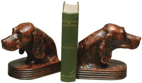 Hand-Cast English Setter Lodge Style Bookends in Resin: Hand-Cast English Setter Lodge Style Bookends in Resin Enhance your home decor with these exquisite Hand-Cast English Setter Bookends. Perfect for dog lovers, these charming bookends feature a beautif