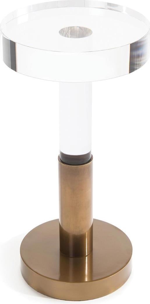 John-Richard Hollywood Regency Crystal Brass Martini Side Table: John-Richard Hollywood Regency Crystal Brass Martini Side Table Elevate your living space with this Luxurious Crystal and Brass Martini Table, designed in a stunning Hollywood Regency style. This exqu