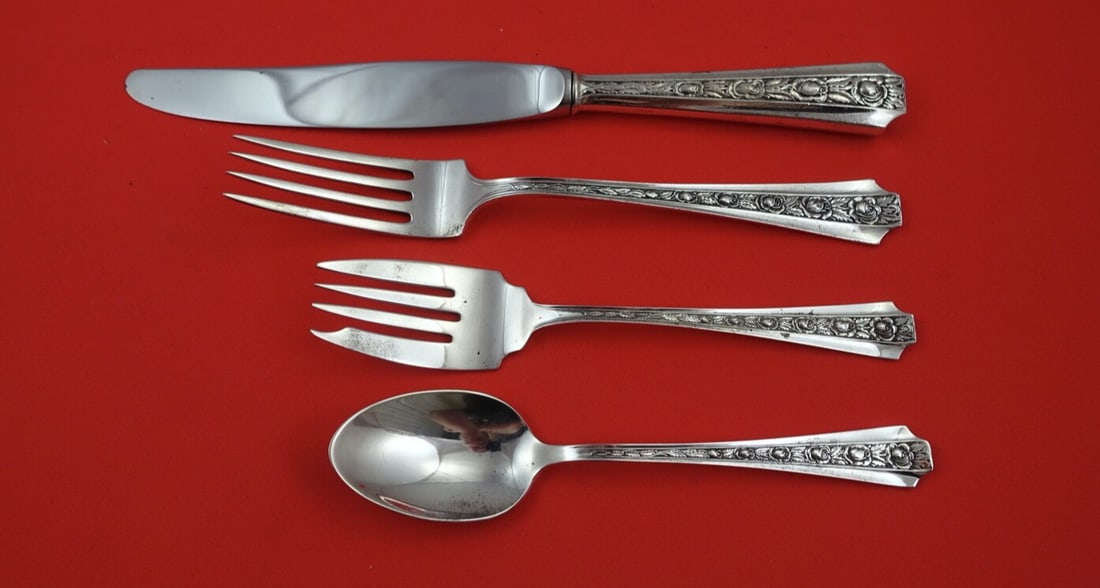Frank M. Whiting Talisman Rose Sterling Silver Place Setting 4pc: Frank M. Whiting Talisman Rose Sterling Silver Place Setting 4pc Enhance your dining experience with this exquisite four-piece place setting in the Talisman Rose pattern by Frank M. Whiting. Crafted f