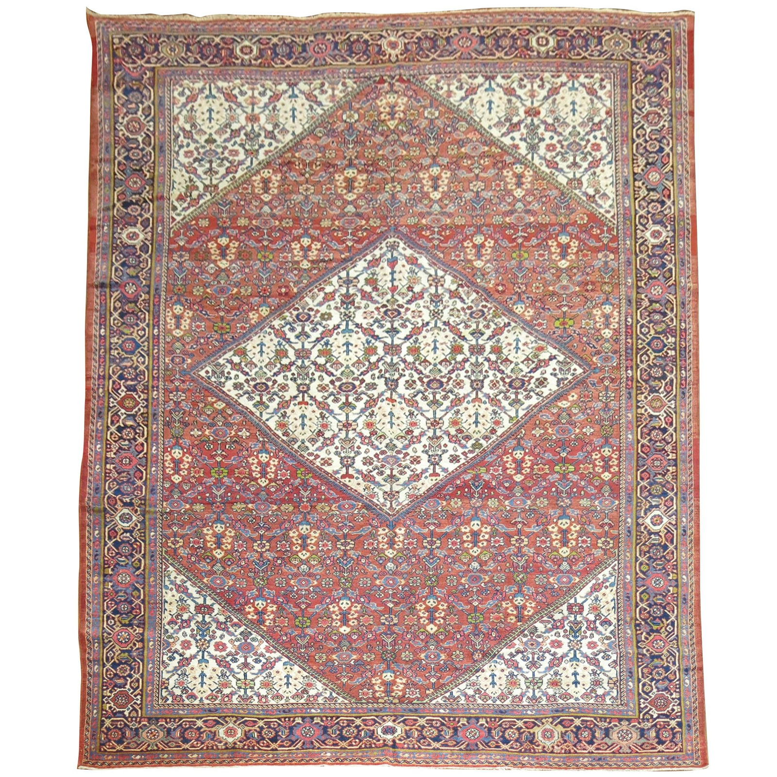 Authentic Antique Persian Mahal Sultanabad Rug Wool 1910 9'4'' x 12'6'': Authentic Antique Persian Mahal Sultanabad Rug Wool 1910 9'4'' x 12'6'' Discover the elegance of this Antique Persian Mahal Rug, a stunning piece that embodies the rich heritage of Persian craftsmansh