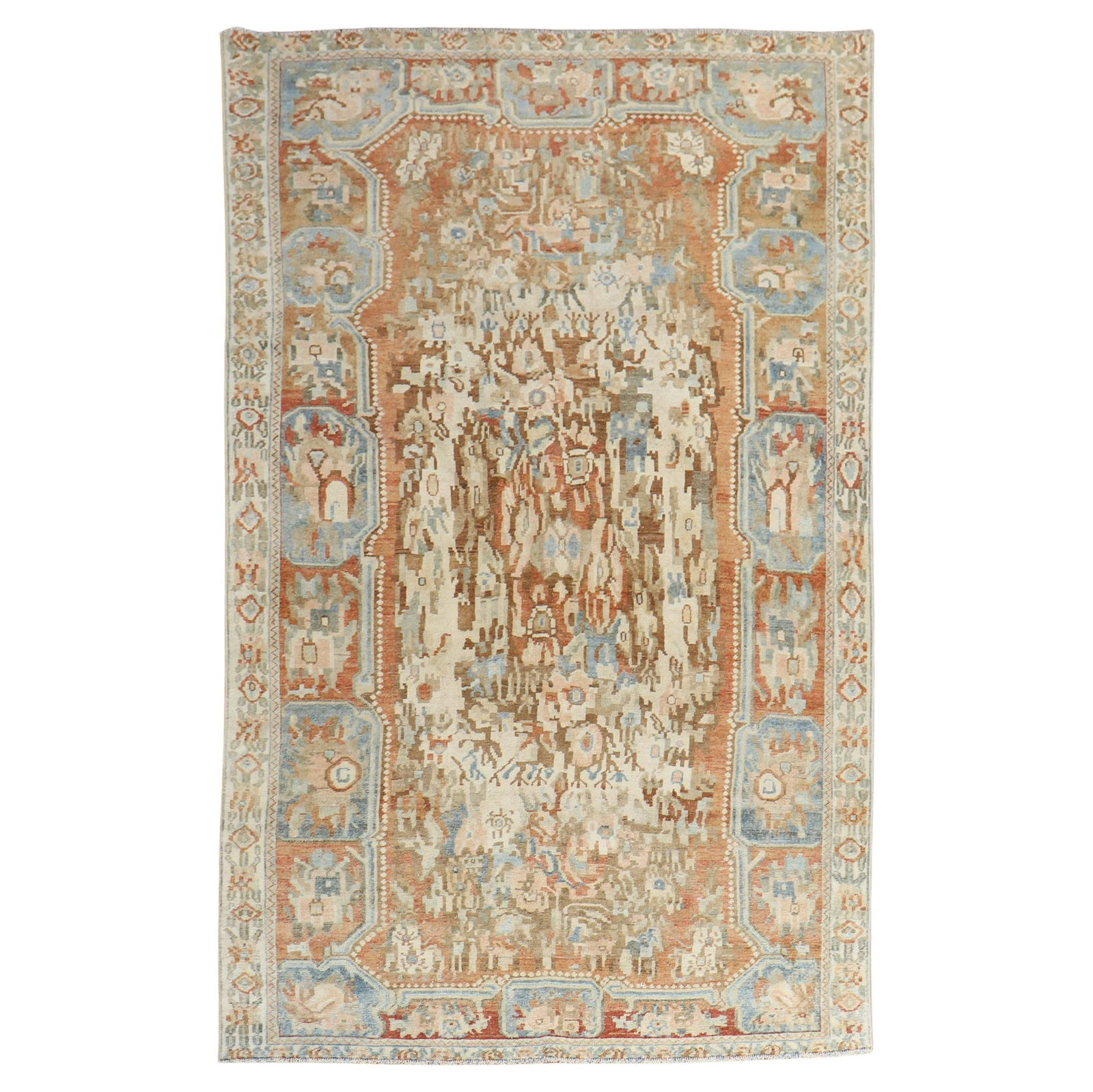 Zabihi Antique Karabagh Rug 4'9'' x 7'6'' Hand-Knotted Wool Russia: Zabihi Antique Karabagh Rug 4'9'' x 7'6'' Hand-Knotted Wool Russia Discover the beauty of this antique Karabagh rug from the Zabihi Collection, showcasing an intricate floral motif in warm tones of br