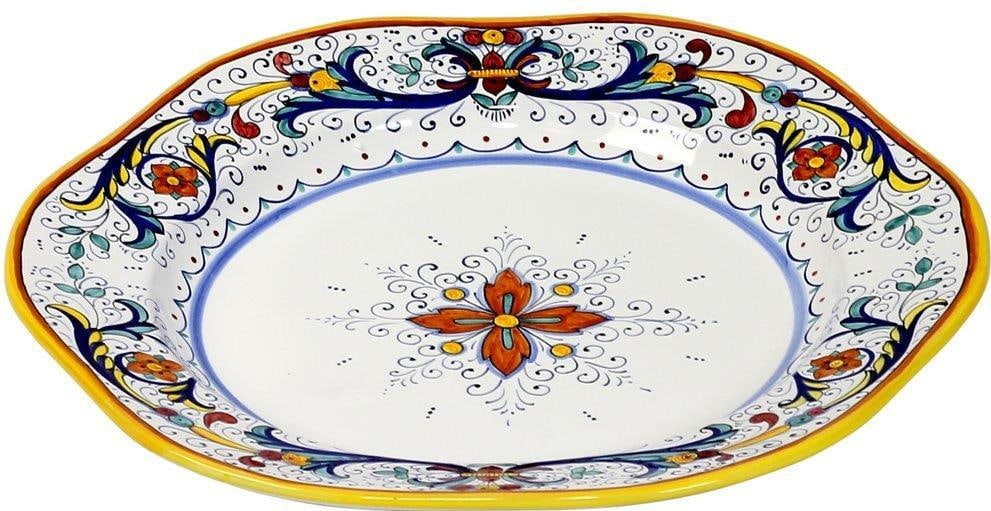 Ricco Deruta Hexagon Charger Platter 16 inch Italian Design: Ricco Deruta Hexagon Charger Platter 16 inch Italian Design Elevate your dining experience with this stunning Deruta Style Hexagon Platter, embodying Italian elegance and craftsmanship. This extra-lar
