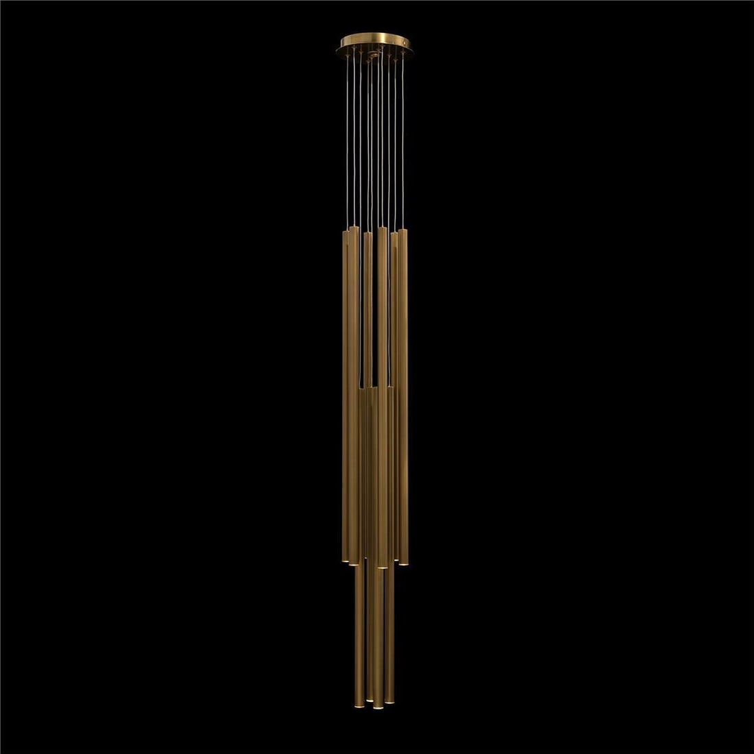 John-Richard Hans Mid-Century Modern Eleven-Droplight Chandelier Brass Finish: John-Richard Hans Mid-Century Modern Eleven-Droplight Chandelier Brass Finish Illuminate your space with the Traditional Hans Chandelier, a stunning eleven-droplight fixture that embodies mid-century