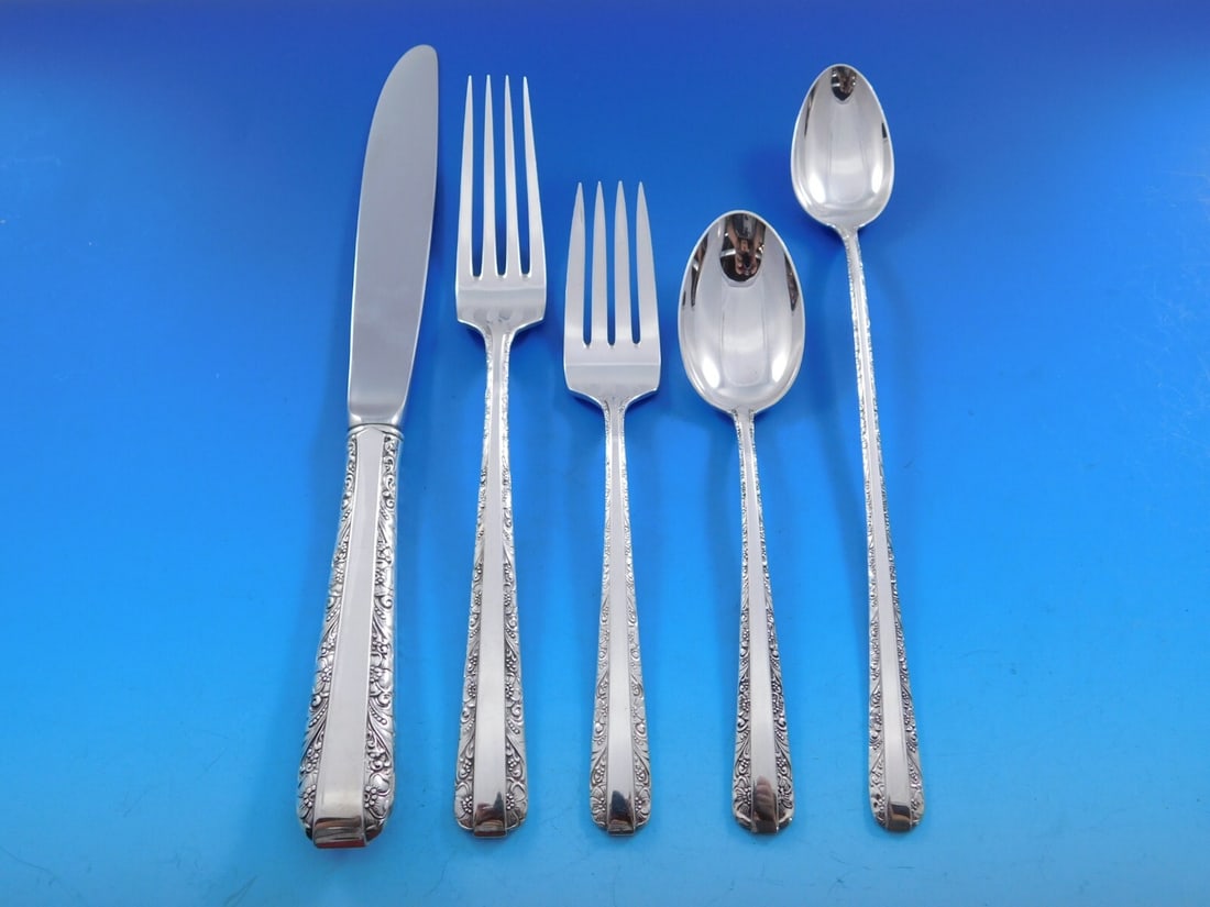 Towle Candlelight Sterling Silver Flatware Set for 12 60 pcs with Storage Chest: Towle Candlelight Sterling Silver Flatware Set for 12 60 pcs with Storage Chest Enhance your dining experience with the exquisite Candlelight Sterling Silver Flatware Set by Towle, designed to serve 1