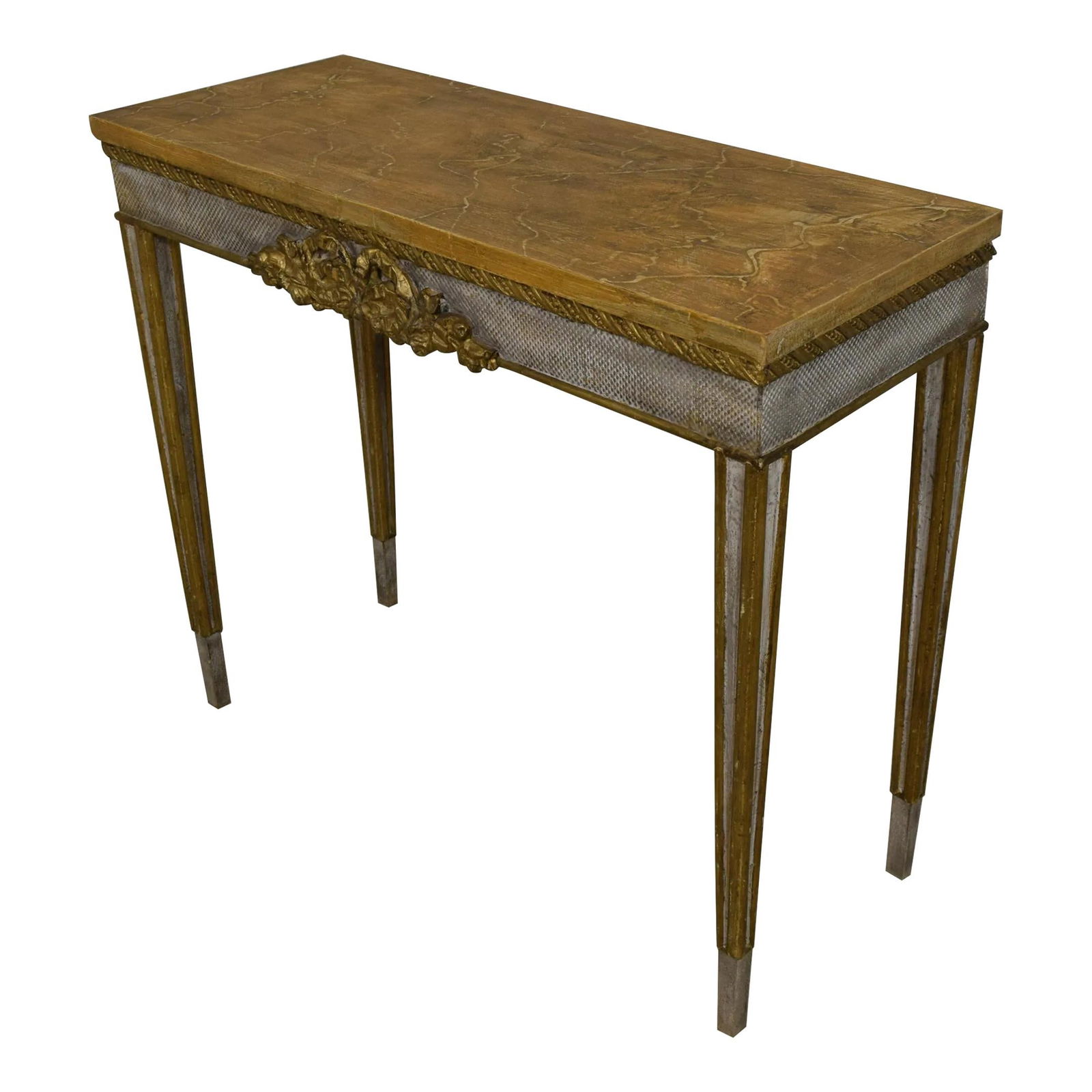 Vintage Italian Neoclassical Console Table with Faux Marble Top (1 of 10)