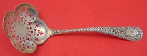 Whiting Antique Chased Sterling Silver Sugar Sifter 6.5in Monogrammed: Whiting Antique Chased Sterling Silver Sugar Sifter 6.5in Monogrammed This exquisite antique sugar sifter is crafted by Whiting, dating back to the period of 1850-1899. Made from high-quality sterling