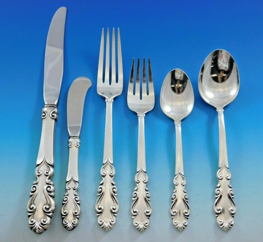Towle Esplanade 72-Piece Sterling Silver Flatware Set for 12 with Storage Chest: Towle Esplanade 72-Piece Sterling Silver Flatware Set for 12 with Storage Chest Enhance your dining experience with the exquisite Esplanade Sterling Silver Flatware Set by Towle. This elegant 72-piece