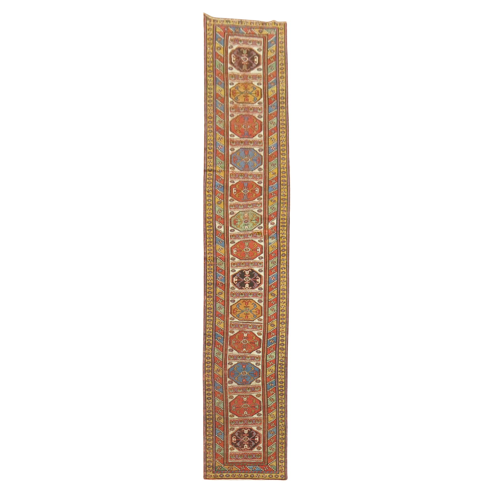 Antique Persian Kurdish Tribal Runner 36x197 Wool Hand-Knotted: Antique Persian Kurdish Tribal Runner 36x197 Wool Hand-Knotted Discover the beauty of this stunning Tribal Geometric Antique Persian Kurdish Runner, a remarkable piece from the early 20th century. Han