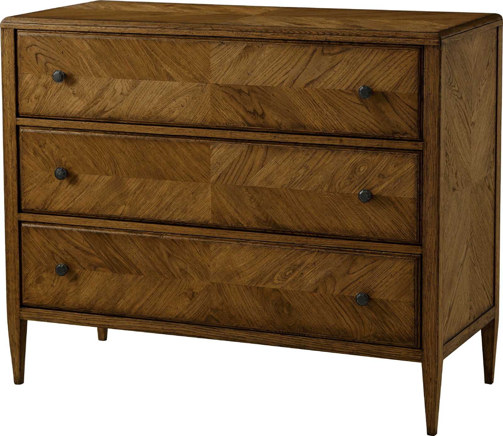 Theodore Alexander Nova Dusk Oak 46 Inch Dresser: Theodore Alexander Nova Dusk Oak 46 Inch Dresser Introducing the Modern Dusk Oak Dresser from the Nova Collection, a stylish and functional addition to your space. This chest of drawers features a con