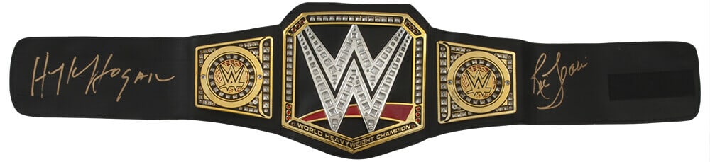 Hulk Hogan Ric Flair Signed WWE Replica Championship Belt SS COA: Hulk Hogan Ric Flair Signed WWE Replica Championship Belt SS COA This WWE replica toy championship belt is signed by wrestling legends Hulk Hogan and Ric Flair, making it a must-have for any wrestling