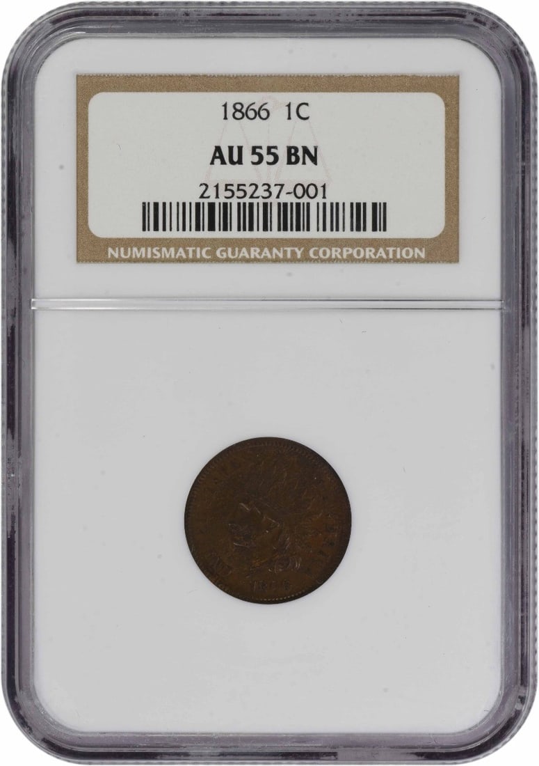 1866 Indian Head Cent AU55BN NGC Certified Coin (1 of 2)